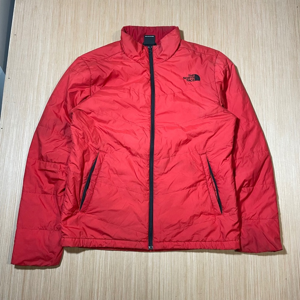 The North Face Puffer Jacket Mens Red Quilted Full Zip Insulated Medium